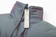 colorful laser stand collar down jacket
