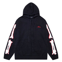 Black Core Knitted Sweater Hoodie