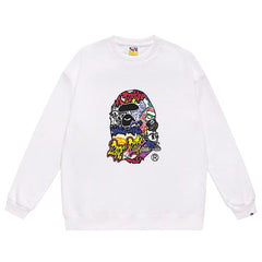 Head Cartoon Pattern Print Sweatshirt