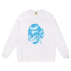 Head Flame Print Crew Neck Sweatshirt