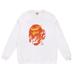 Head Flame Print Crew Neck Sweatshirt