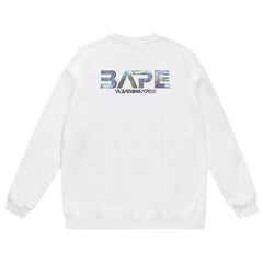 Head Flying Saucer Laser Letter Pattern Print Sweatshirt