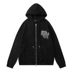 Rhinestone Pattern Letter Hoodie #7219