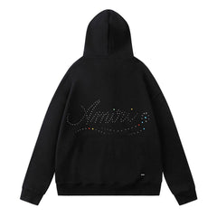 Rhinestone Pattern Letter Hoodie #7221