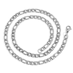 Men's Lobster Clasp Stainless Steel Figaro Necklace #CHA074