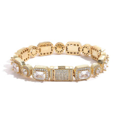 Men's Square And Round Mixed Zircon Bracelet #CHA116