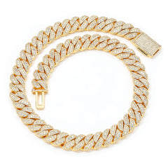 Men's Flap Clasp Diamond Zircon Cuban Necklace #CHA335