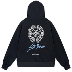Letter Cross Pattern Hoodie #B102
