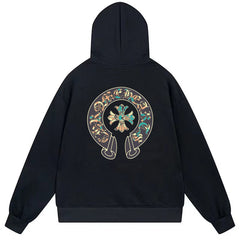 Letter Cross Pattern Hoodie #B100
