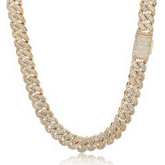 Men's Flap Clasp Diamond Zircon Cuban Necklace #CHA335