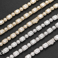Men's Square Round Zircon Rock Candy Necklace #CHA116