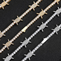 Men's Spring Clasp Thorn Zirconia Necklace #CHA275