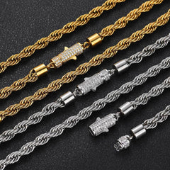 Men's Stainless Steel Diamond Buckle Twist Bracelet #CHA108