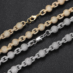 Men's Diamond Round Bead Zircon Necklace