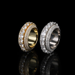 Men's Five-row Micro-paved Zirconia Rotating Ring