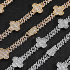 Women's Spring Clasp Four-leaf Clover Necklace #CHA280