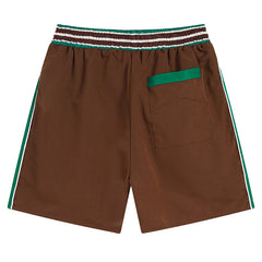 Straight-Leg Panelled Logo-Embroidered Satin Drawstring Shorts