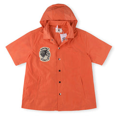 Embroidered Sporty Zipper Short-sleeved Jacket “Orange”