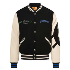 Mens F.T.D Wool Varsity Jacket Black/blue