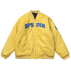 Leather Logo Bomber Jacket