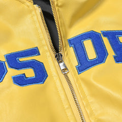 Leather Logo Bomber Jacket