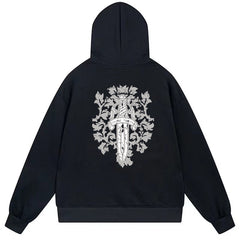 Letter Cross Pattern Hoodie #B80