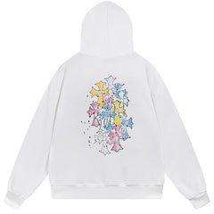 Letter Cross Pattern Hoodie #B01