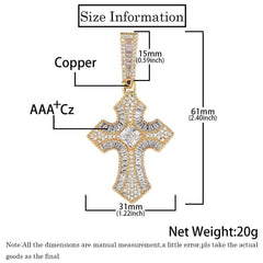 Men's Cross Pendant Zirconia Necklace