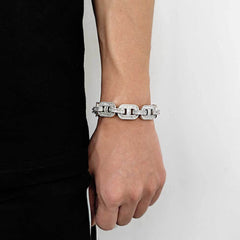 Men's Full Diamond Pig Nose Zircon Cuban Bracelet #CHA039