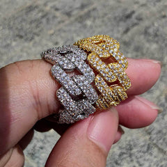 Men's Copper and Zirconia Diamond Cuban Ring
