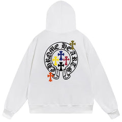 Letter Cross Pattern Hoodie #B36