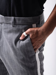 MODP Grey Ankle Pants Bold Stripes