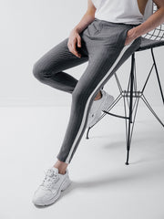 MODP Grey Ankle Pants Bold Stripes