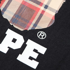Black And Brown Plaid Small Logo Short Sleeve T-Shirt