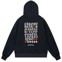 Letter Cross Pattern Hoodie #B16