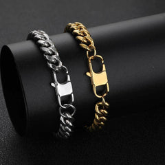 Men's Round Polished Titanium Steel Cuban Bracelet #CHA062