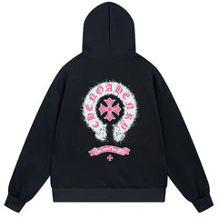 Letter Cross Pattern Hoodie #B82