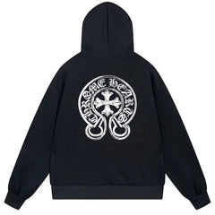 Letter Cross Pattern Hoodie #B81
