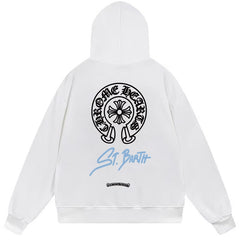 Letter Cross Pattern Hoodie #B102