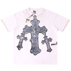Letter Print Washed Distressed T-Shirt