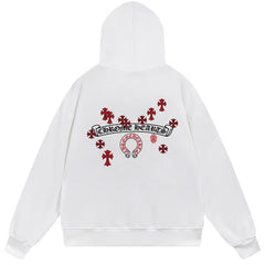 Letter Cross Pattern Hoodie #B57