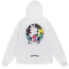 Letter Cross Pattern Hoodie #B105