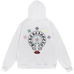 Letter Cross Pattern Hoodie #W15