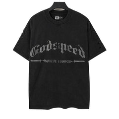 Rhinestone Letter Pattern T-shirt #G6225