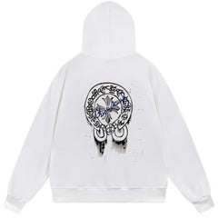 Letter Cross Pattern Hoodie #B53