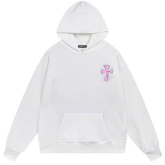 Letter Cross Pattern Hoodie #B50