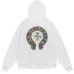Letter Cross Pattern Hoodie #B100