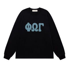 Foamed Print Letter Long-Sleeve T-Shirt #1922