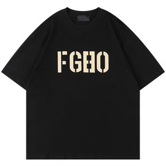 Flocked Letters Pattern T-Shirts