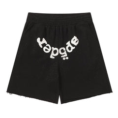 Letter Pattern Rhinestones Shorts #S234 Black